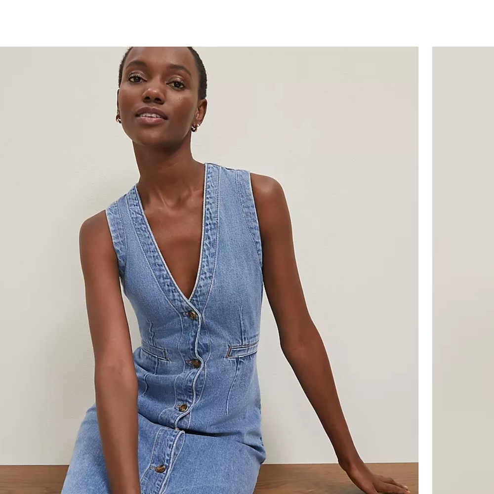 Ann Taylor Light Blue Denim Midi Dress